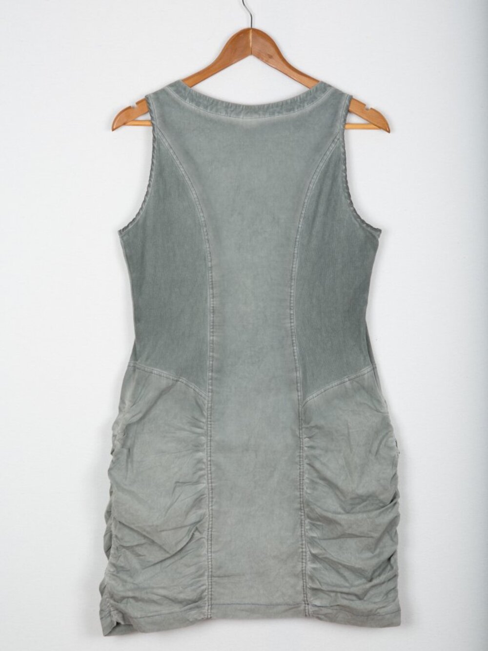 XCVI Washed Gray Cotton Ruched Side Sleeveless Dress Medium Y2K Cargo M - Picture 9 of 12